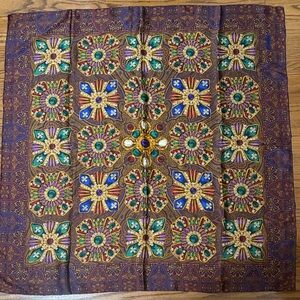 Chanel Silk Scarf Jewel Tone Design